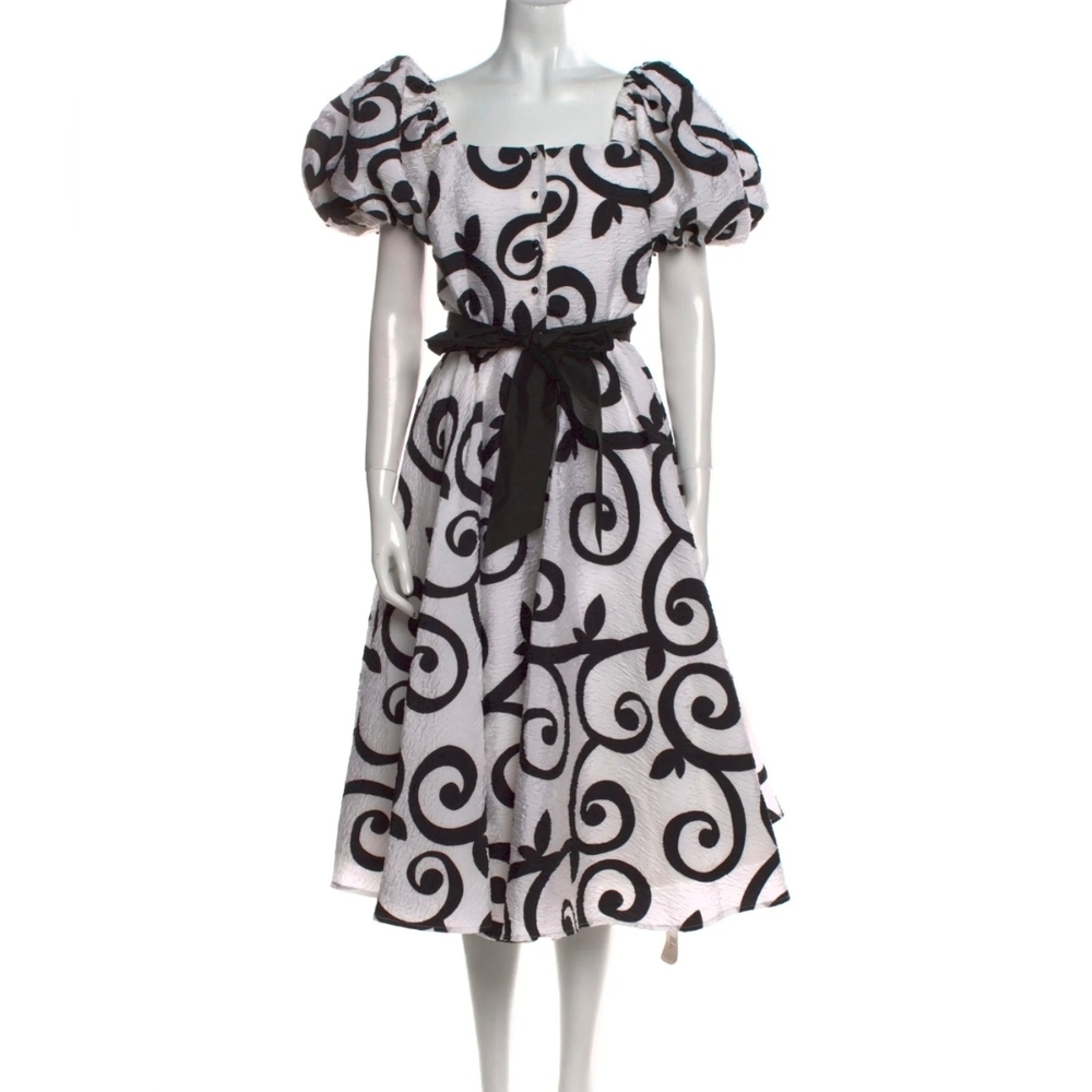 Rodarte 2020 Runway Dress Black And Whote Swirl Design - Picture 2 of 12